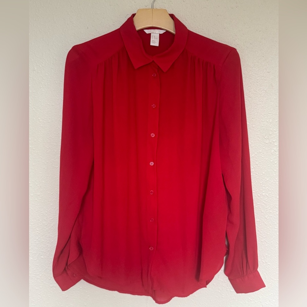 Red Collared Blouse - image 1